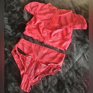 Fishnet and lace set